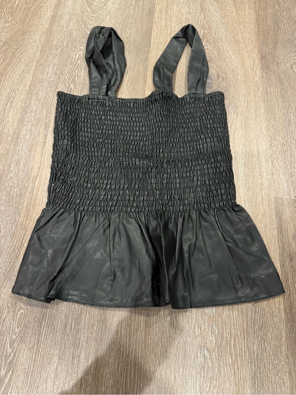 Lucy Paris Black Smocked Peplum Tank